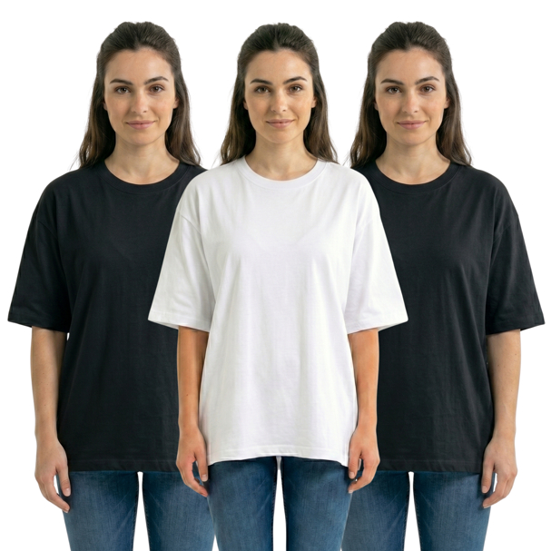 Kit 3 Camisetas Oversized Femininas Premium Algodão Casual Confortável Streetwear Tendência Trabalho Passeio