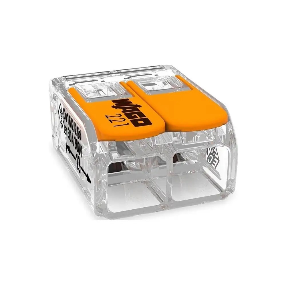 Kit 2 Peças Conector Wago Original 221-612 Emenda Chuveiro 2 polos 4mm 41A Conexão Automática