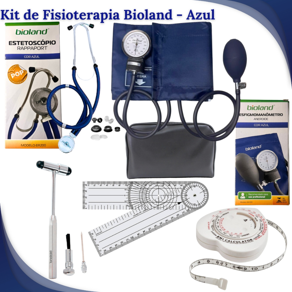 Kit Saúde Fisioterapia com Estetoscópio, Esfigmomanômetro e Mais
