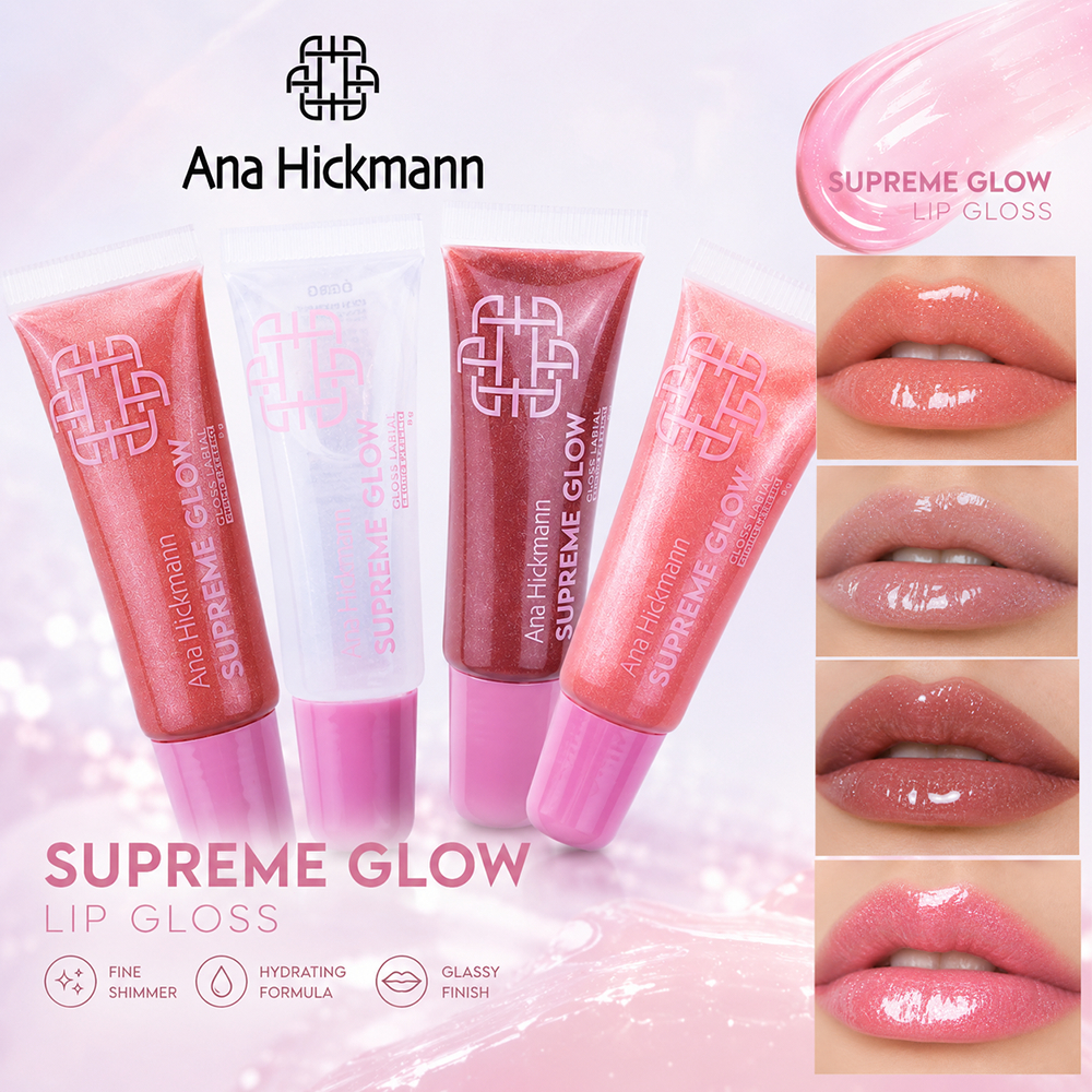 Gloss Labial Rosa Glitter Ana Hickmann Efeito Glow Espelhado