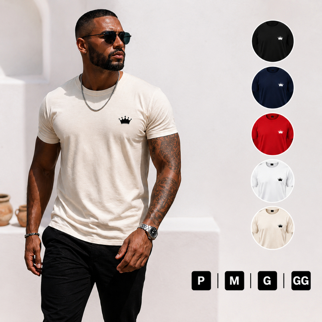 Camisa Camiseta Masculina, camiseta premium, camisa algodao, camiseta preta, camisa branca