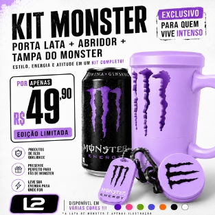 Detalhes do Kit Monster Porta-Lata 473ml | Tampa, Chaveiro e Abridor | Impressão 3D