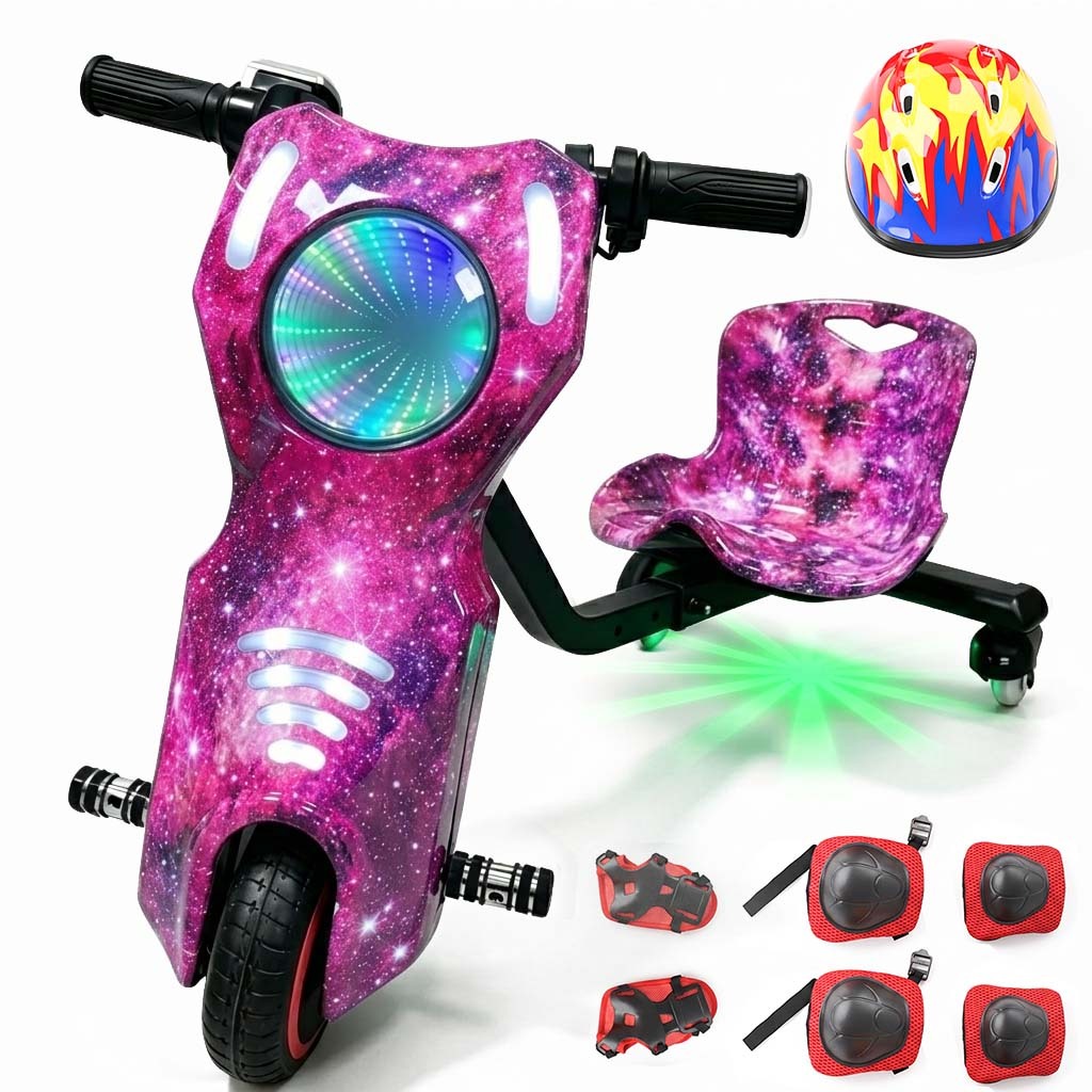 Triciclo Infantil Elétrico Drift 350W LED Bluetooth 3 Velocidades Kart Criança | Kit Proteção