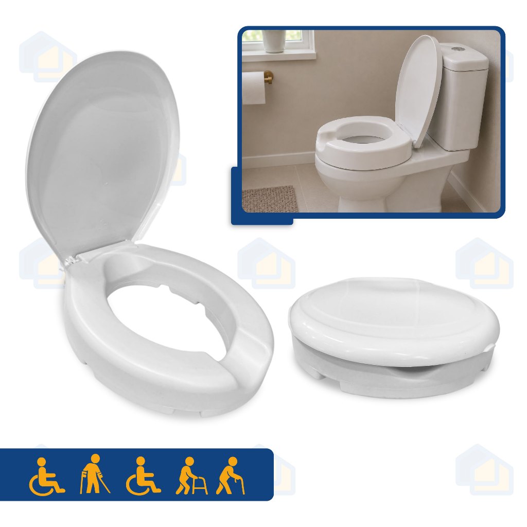 Assento Sanitário Elevado 7,5cm Tampa Vaso P/ Idosos Pós Cirurgia P/ Cadeira de Banho Meu Ape