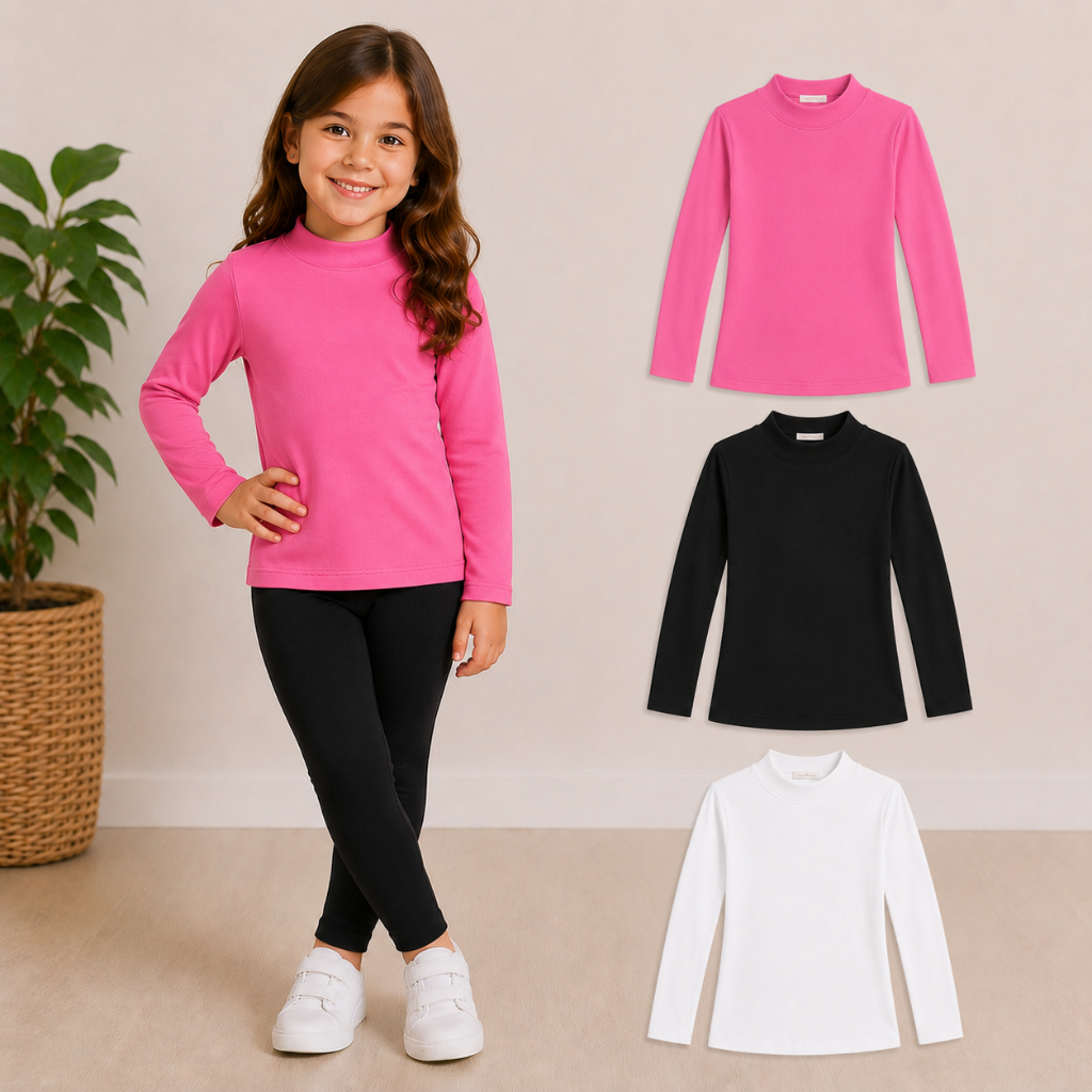 Kit 3 Blusas Quentes Peluciadas Térmicas Infantil Menina Inverno Frio Escolar Básica Unissex Confortável