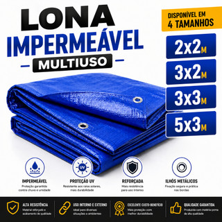 Lona Impermeável Reforçada Multiuso Polietileno Piscina  Cobertura Proteção UV com Ilhós