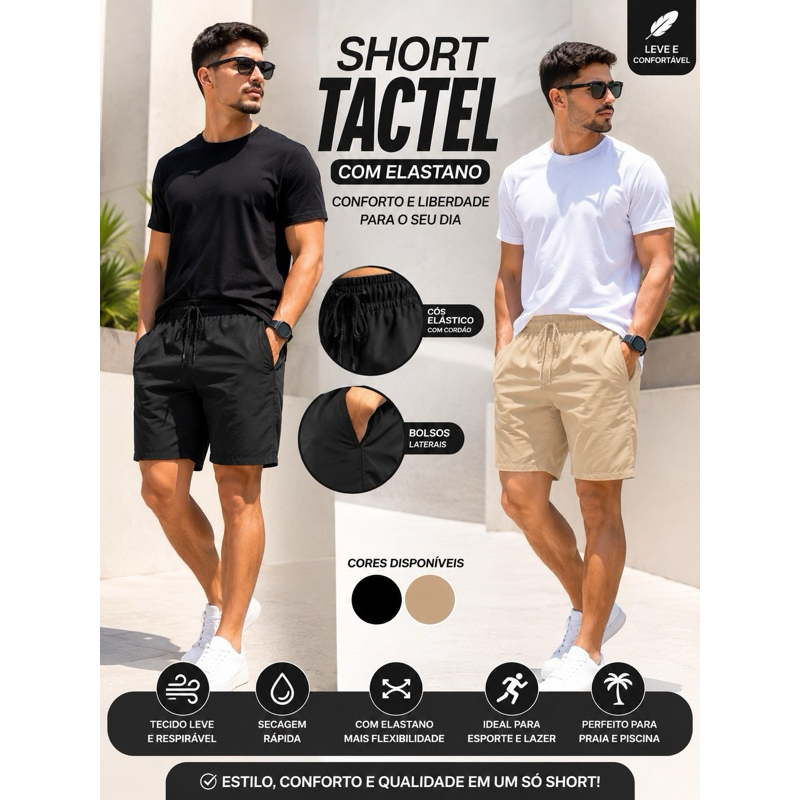 Shorts Bermudas Masculino Tactel Com elastano Básico ✔️Academia Treino Praia Com 2 bolsos na frente é 1 bolso traseiro