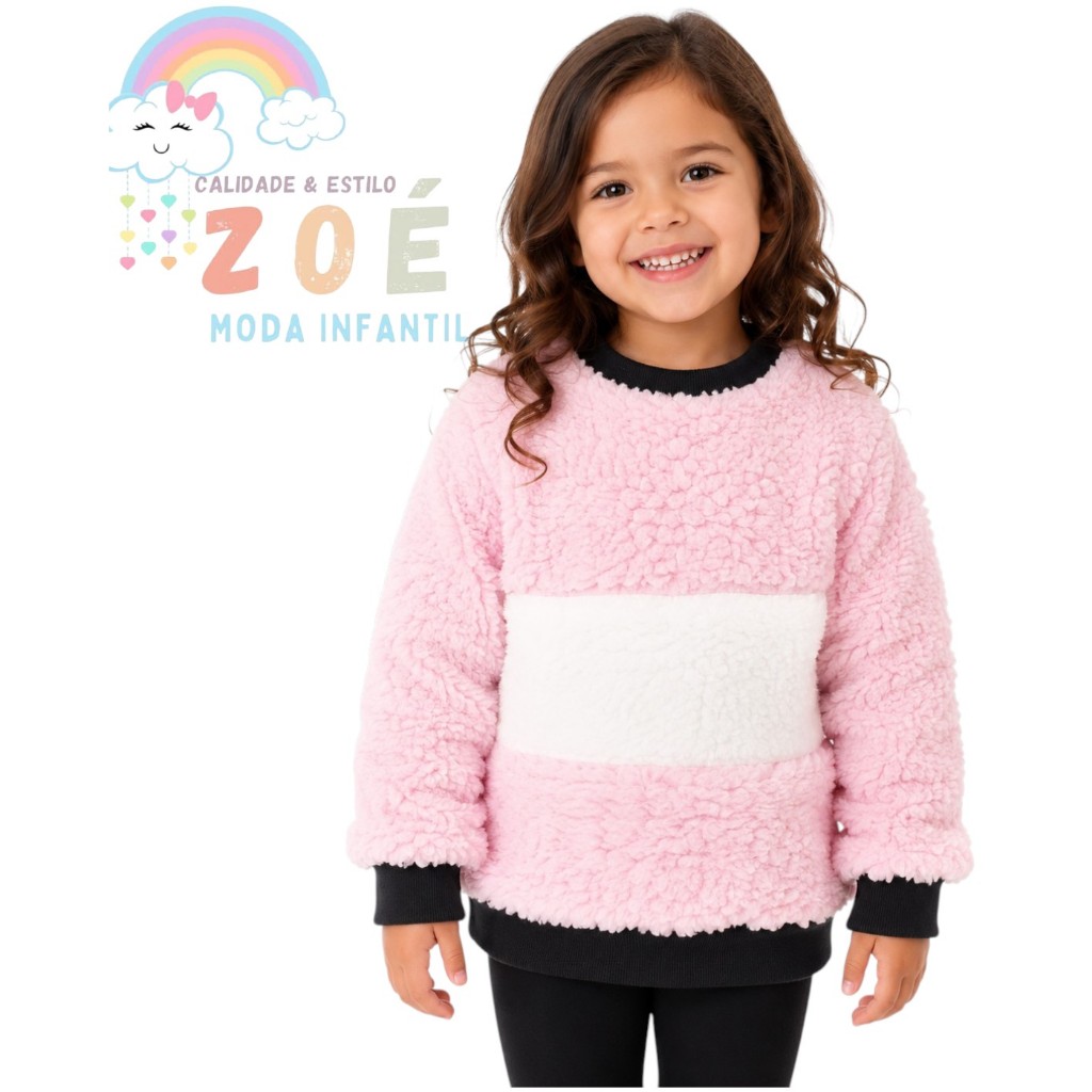 Blusão Teddy Infantil Unissex Peluciado Quentinho para Inverno"