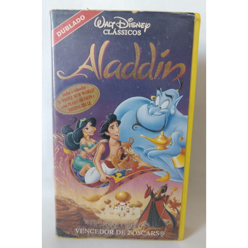 VHS Aladdin Dublado Walt Disney Clássicos filme desenho infantil Vencedor de Oscar colecionador