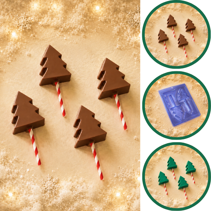 1 ~ 5 Forma Pirulito Pinheiro De Natal Silicone Porto Especial 3 Partes P86. (CHOCO)