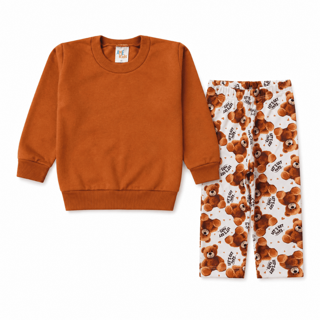 Conjunto Infantil Moletom Peluciado Blusa Manga Longa e Calça termica sublimada  Frio Macio Inverno