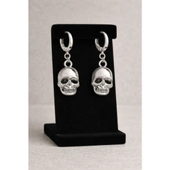 Brinco Caveira Gótica Argola Pingente Skull Rock Punk Dark Alternativo