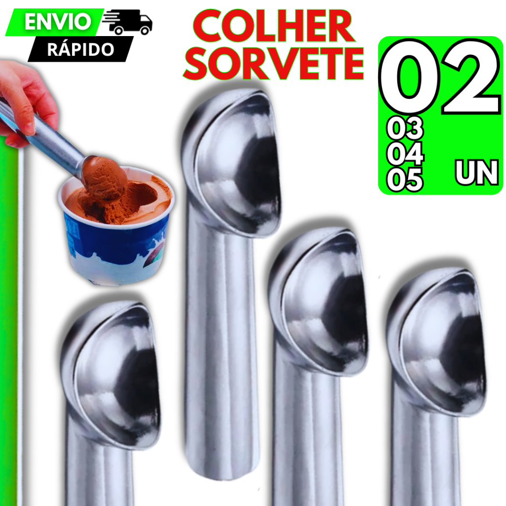 Colher de Sorvete Profissional em Alumínio Pegador Concha Boleador Sorveteria Açai Cupuaçu