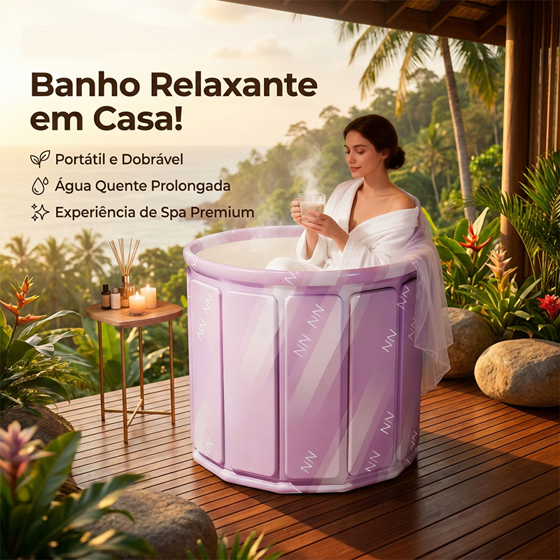 Banheira dobrável isolante térmico, banho imersivo confortável sem ocupar espaço ao guardar