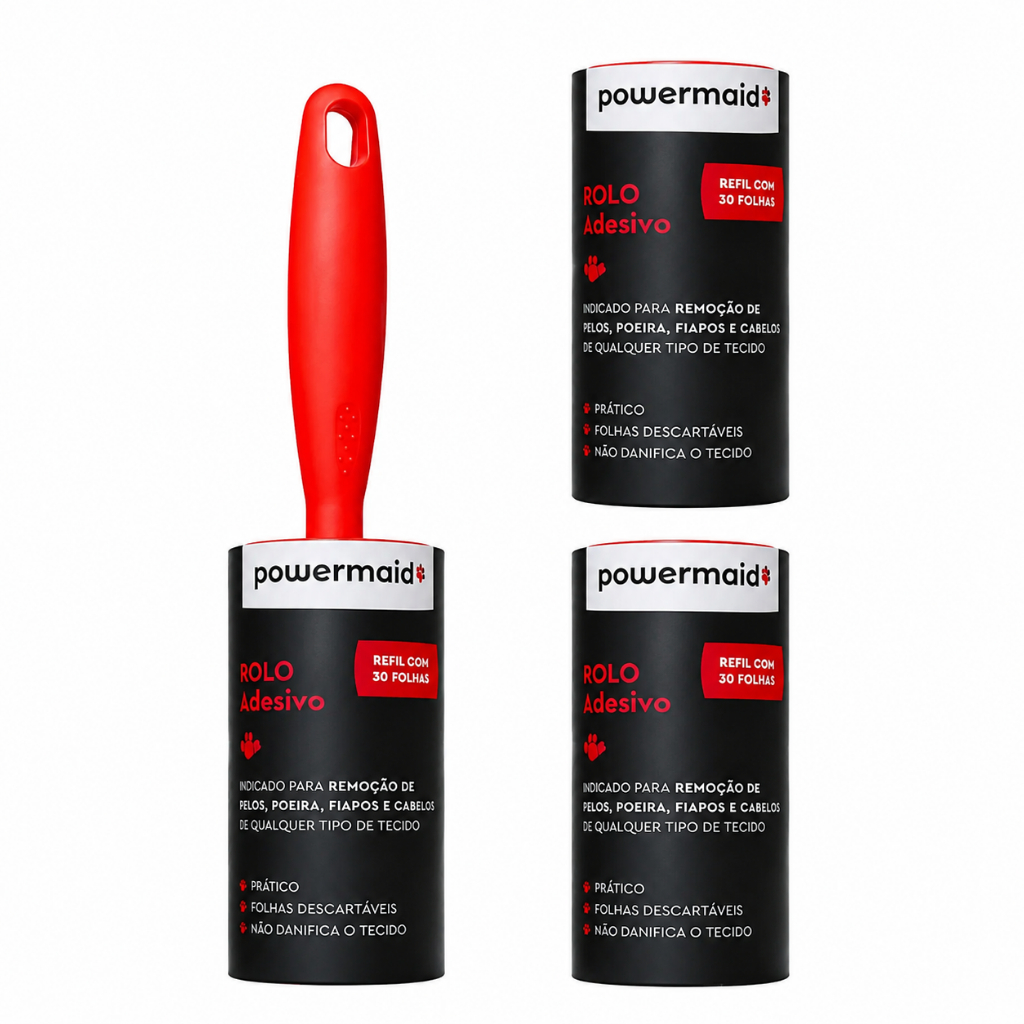 Rolo Tira Pelos Adesivo para Roupa e Sofá + 2 Refis Powermaid