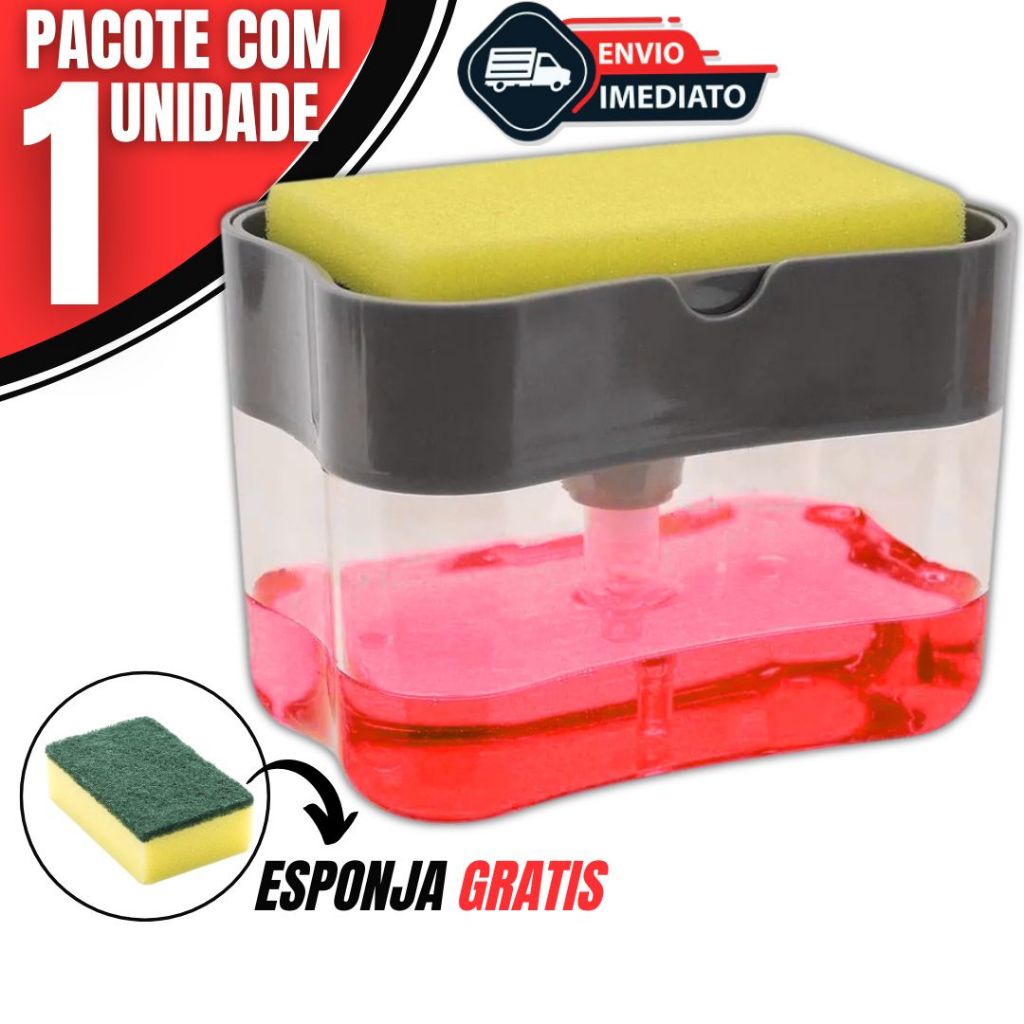 Dispensador Dispenser Detergente com Suporte Esponja e Sabão Líquido