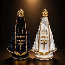 Imagem de Nossa Senhora Aparecida de gesso premium com strass 15 cm Lembrancinhas casamento batizado