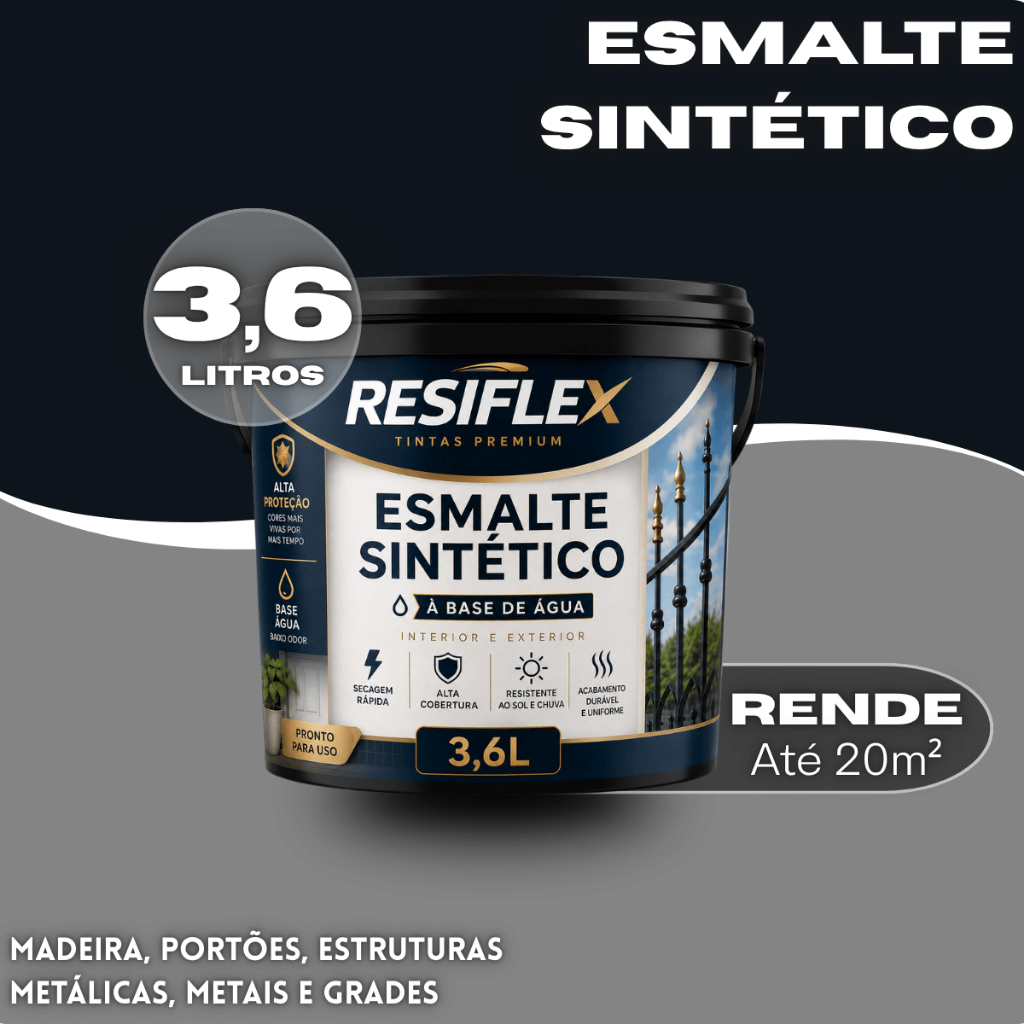 Tinta Esmalte 3,6L Para Madeira Ferro Portão Janela Grade Secagem Rápida Uso Interno Externo