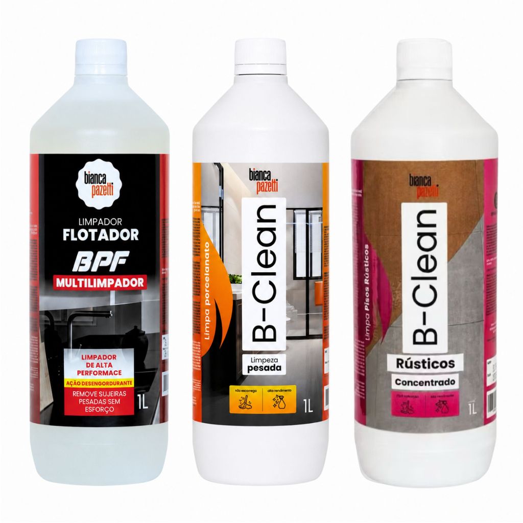 Super Kit BPF Flotador + B-Clean Limpa Piso Interno + B-Clean RÚSTICO Limpa Piso Externo
