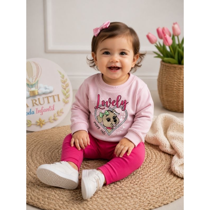 Conjunto infantil Inverno Moletom Forrado