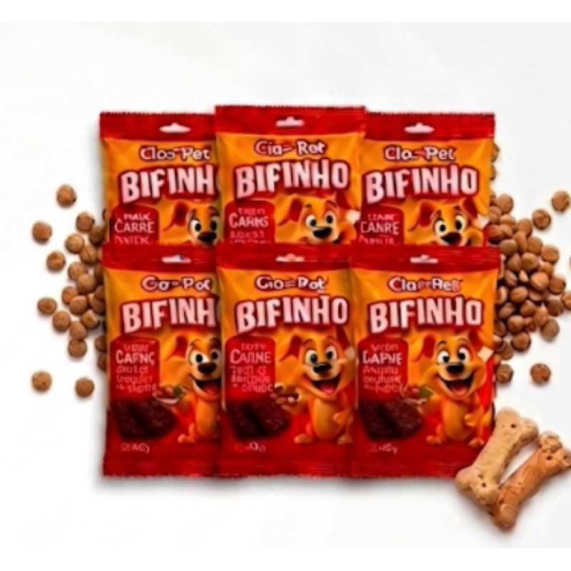 Bifinho Petisco Cia do Pet Sabor Carne  dê aos pets durante a copa| 4, 6 ,8 Pacotes Petisco para Cães Fonte de Proteínas