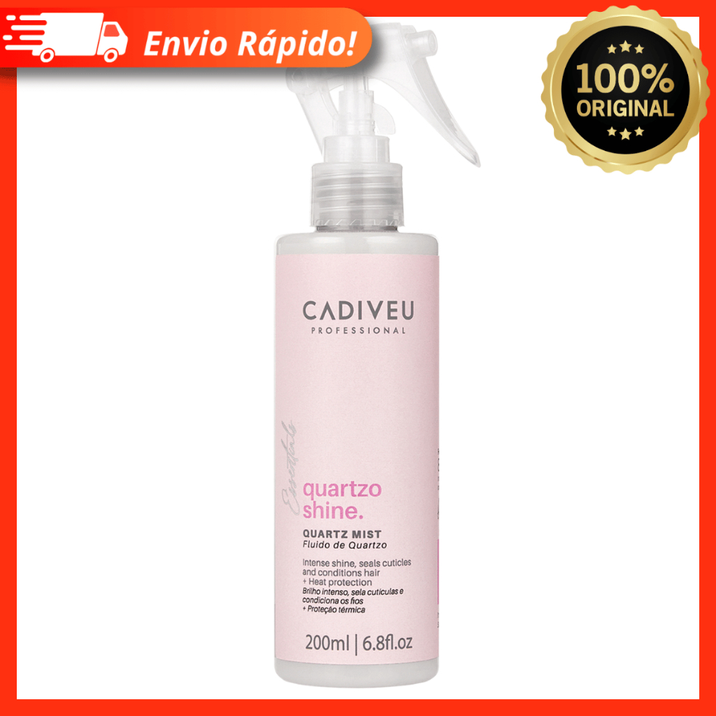 Leave-In Fluído De Quartzo Cadiveu Essential Quartzo Shine 200ml - Proteção Térmica e Brilho Intenso