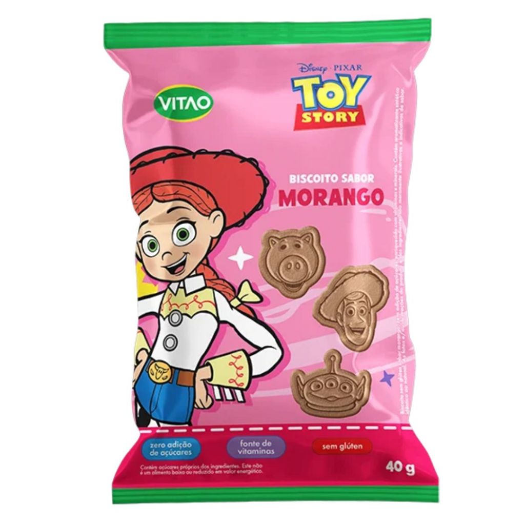 Biscoito Morango ToyStory Zero Açúcar Sem Glúten Disney 40G