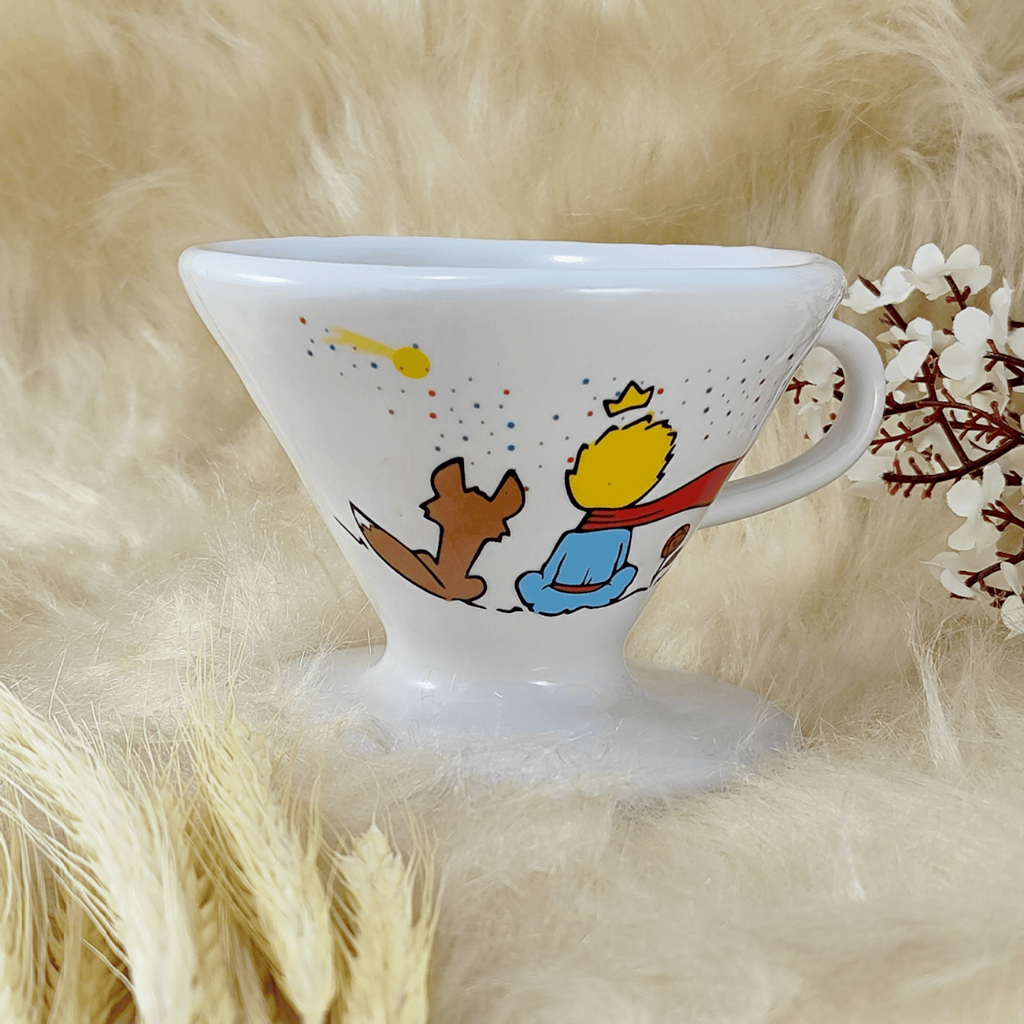 Filtro de Café Coador de Porcelana Branca Decorado - Pequeno Príncipe