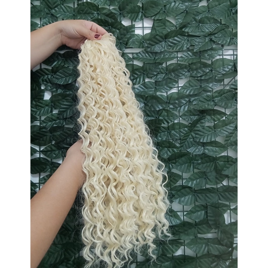 Cabelo Aplique Tic Tac 1 Peça Cacheado Claríssimo Cacho Caipira 50cm 150grs