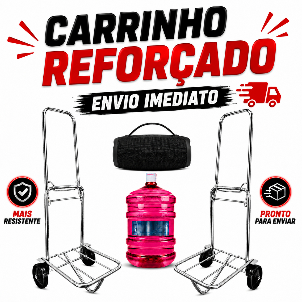 Carrinho Maleiro Dobravel Multiuso Caixa Feira Bagagem Carga Botijão de Gás