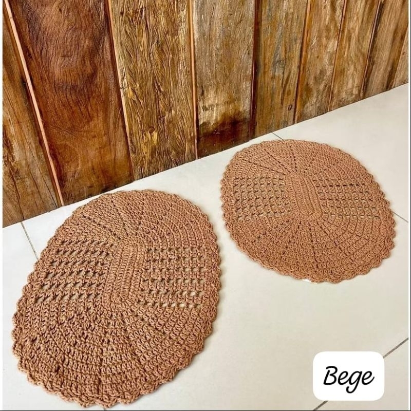 kit com 2 tapetes de crochê várias cores