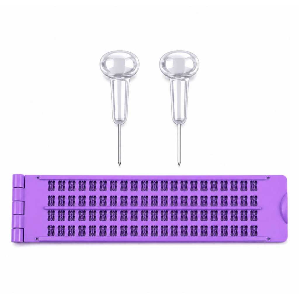 Reglete Positiva Braille com 2 Punções Escrita Braille Educação Inclusiva Deficiência Visual