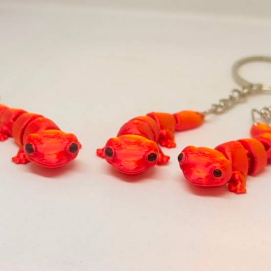 Kit com 3 Chaveiro Lagartixa Articulada – Impressão 3D de Alta Qualidade