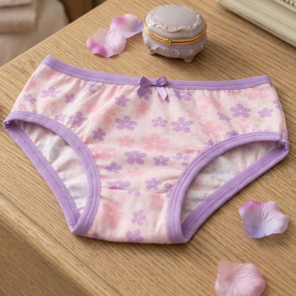 Calcinha Infantil Confortável Feminina Com Estampas Sortidas Delicadas