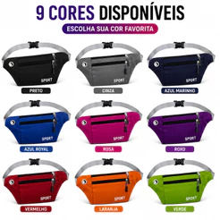 Kit 2 Bolsas Esportivas de Cintura Ajustáveis Impermeáveis com Zíper para Corrida Caminhada Academia Viagem