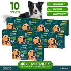 Kit 10 Chemital Plus Chemitec Vermífugo para Cães - 4 Comprimidos
