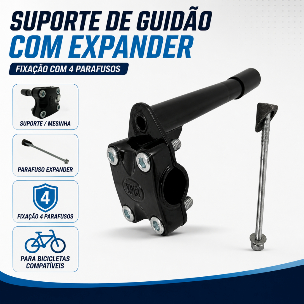 Suporte De Guidão Mesinha Bicicleta Bike 4 Parafusos Com Parafuso Expander