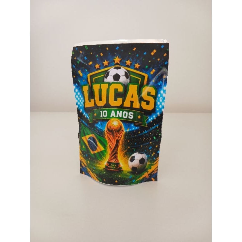 15 Saquinhos Personalizados Metalizado Zip Lock Copa do Mundo  Lembrancinha de Festa Infantiil