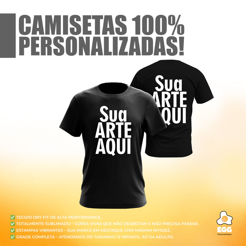 Camiseta PERSONALIZADA 100%  | SUBLIMAÇÂO FULL | Interclasse, time de futebol, Romaria, uniforme
