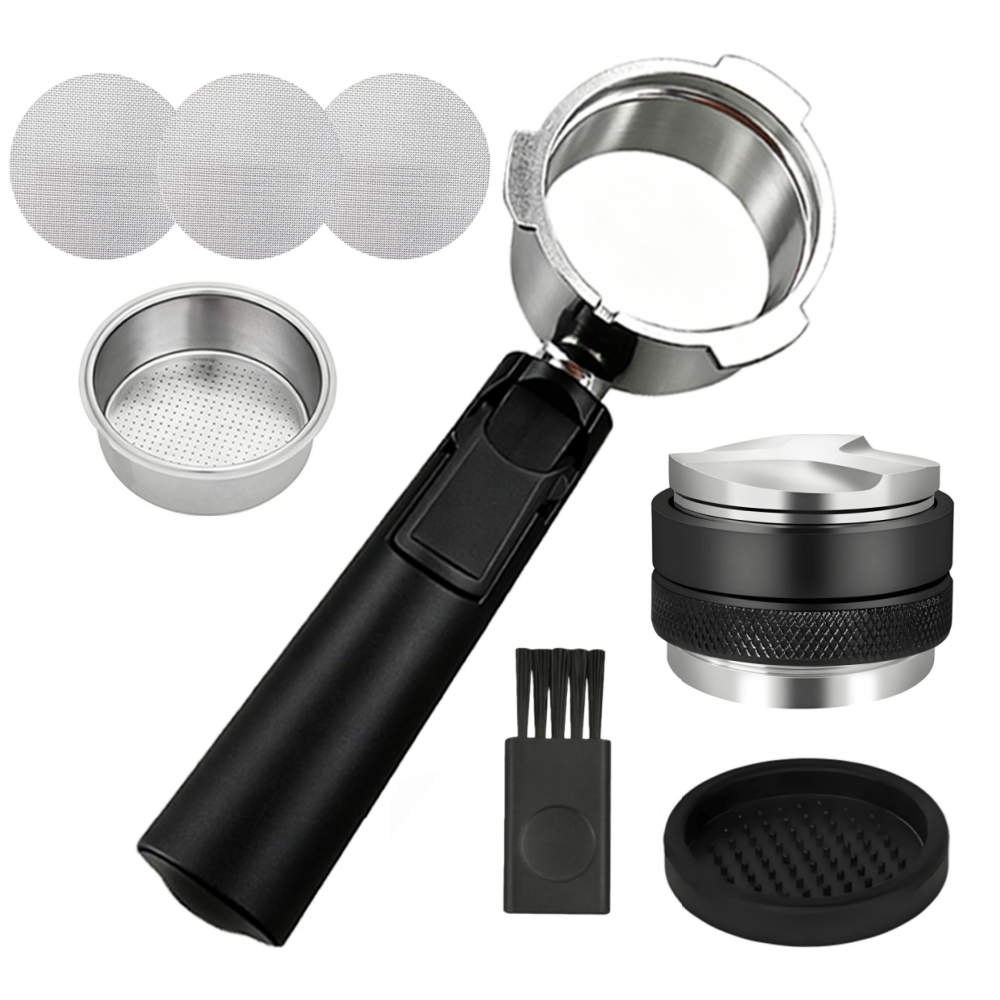 Porta-Filtro de Café liga alumínio de 51mm Para Cafeteira Profissional+Distribuidor Compactador Tamper+Tela