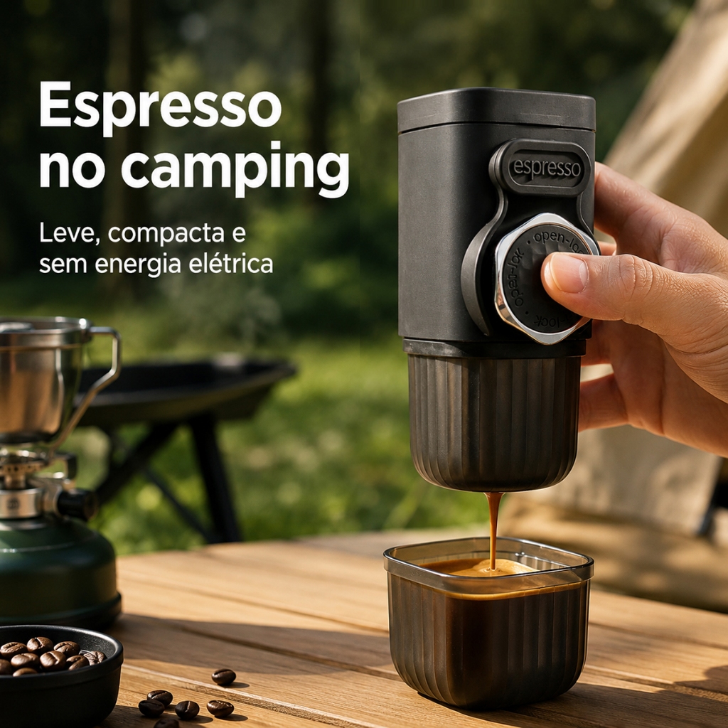 Máquina de Café Espresso Portátil Manual Cafetera Mini Compacta Viagem Camping Escritório