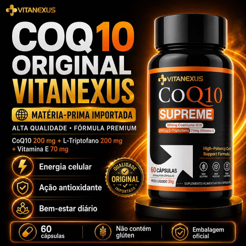 Coenzima Q10 200mg Original para Energia, Cognição e Memória - Ubiquinol Triptofano - Vitanexus