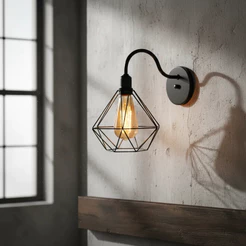 Luminária de Parede Arandela Retro Diamante Aramado Moderno Casa Varanda Area Gourmet