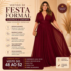 Vestido Formatura Longo Madrinha Plus Size Elegante Tule