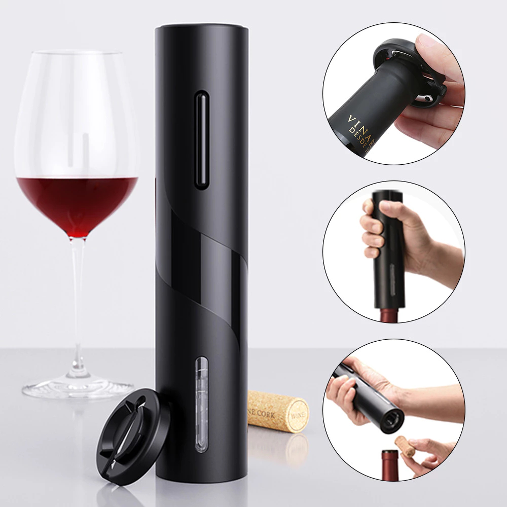 Abridor de Vinho Elétrico Recarregável Tipo C Saca Rolhas Automático 500mAh