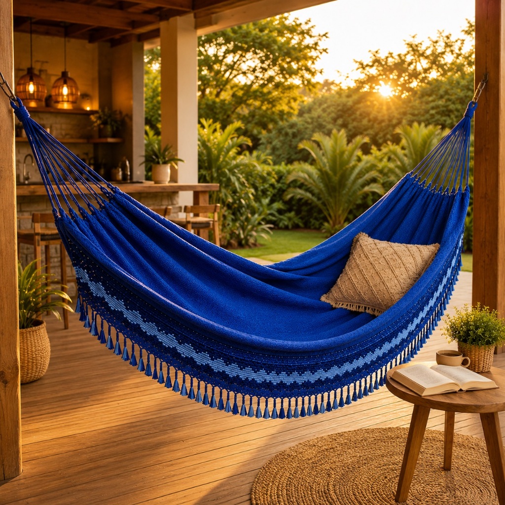 Rede De Descanso Dormir Jeans Casal Luxuosa Gigante Mega Promoção Algodão Artesanal Resistente