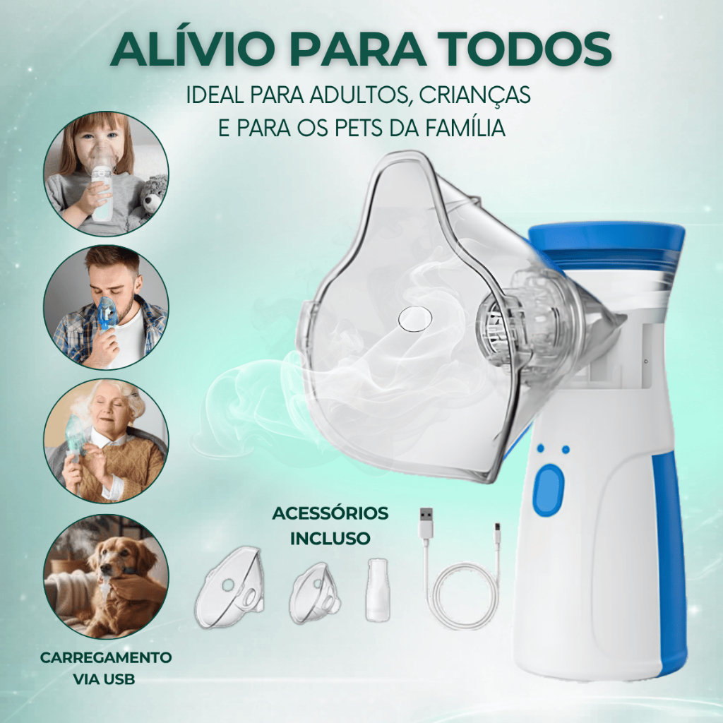 Nebulizador Inalador Portátil Silencioso Ultrassônico Mesh Para Infantil Adulto Bivolt Aparelho De Inalação