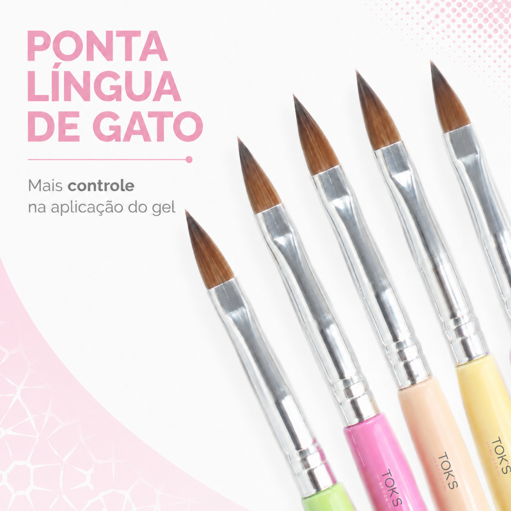 Kit 5 Pincéis Para Unha Gel Acrigel Fibra Porcelana Nail Art Toks Beleza