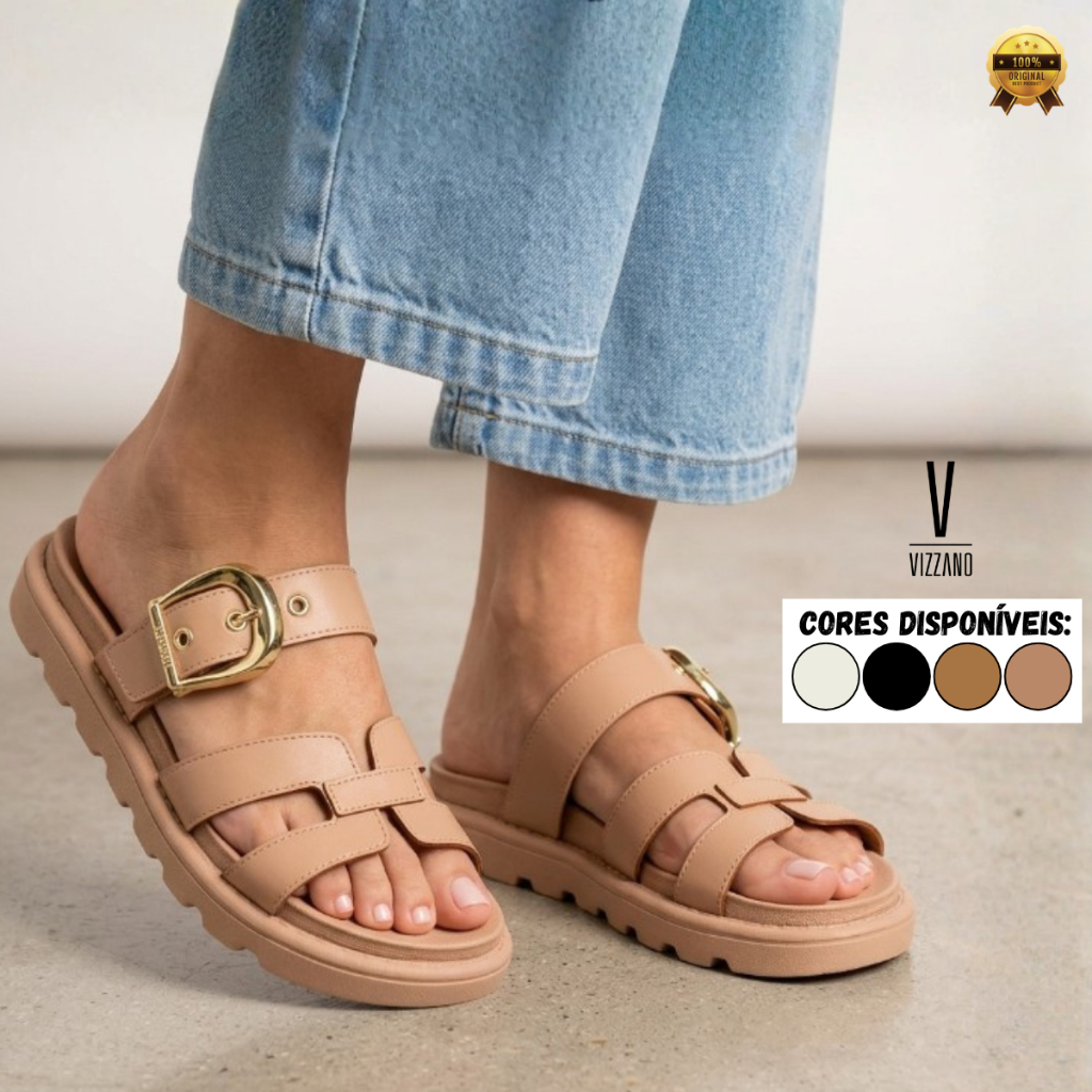 Sandália Vizzano Birken em H Fivela Feminina Confortável Elegante Flatform Casual Original