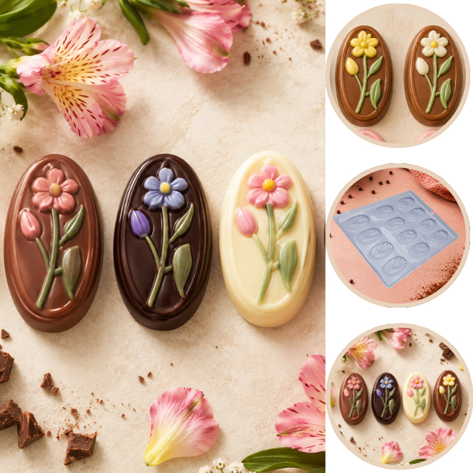 1~10 Forma Simples Flores 9884 em Acetato BWB Para Bombom e Doces de Chocolate e Confeitaria Doceira Saldão(CHOCO)
